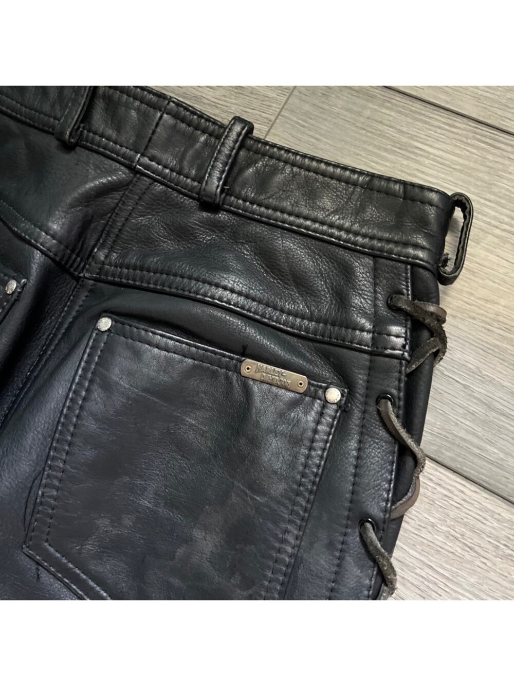Vintage Harley-Davidson Women's 8 Leather Lace Up Motorcycle Pants Black - Picture 8 of 14